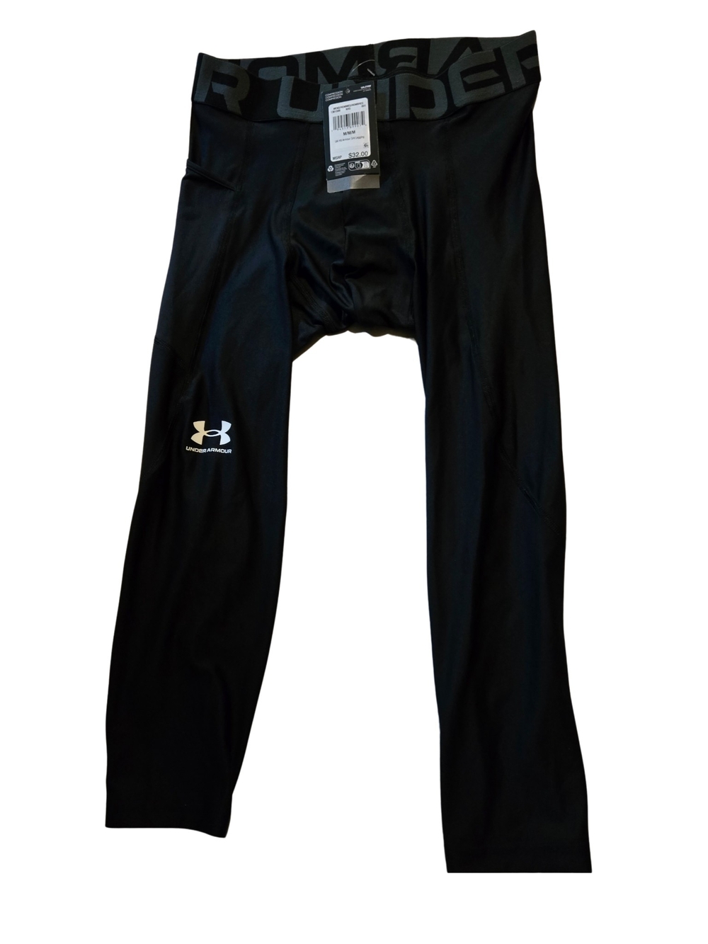 Under Armour Men's Black 3/4 Length Compression Leggings MEDIUM
